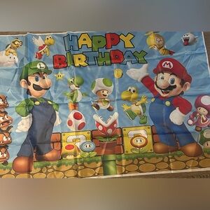 Super Mario Blue 'Happy Birthday' Party Backdrop